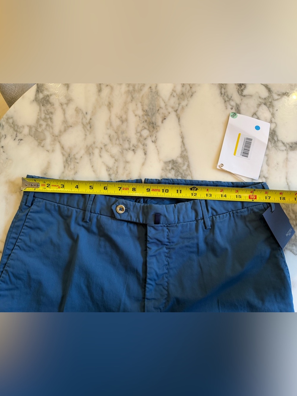 NWT Incotex Pattern 30 Comfort Chino Slim Fit Trousers Blue IT52 approx US 34 - Picture 6 of 9